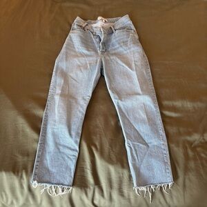 Light Blue Frayed Hem Jeans